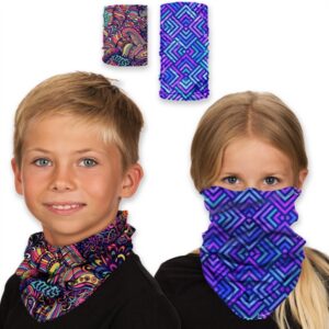 Kids Face Bandana Reusable Tube w/ Full Color Neck Gaiter