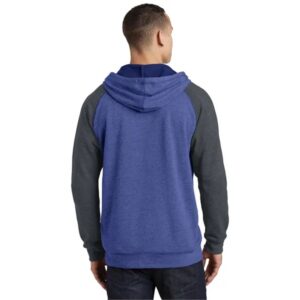 District Young Mens Lightweight Fleece Raglan Hoodie.