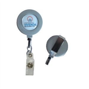 Chrome plastic Badge Reel w/ Custom Imprint
