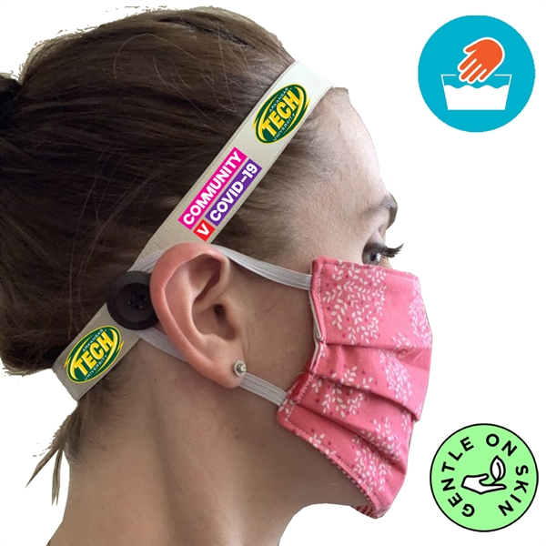 Face Mask Headband w/Full Color Imprint & Button Mask Keeper