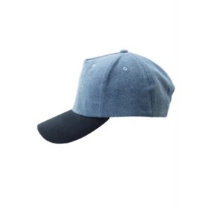 Washed Denim Cotton Cap with Black Visor