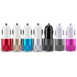 Dual Port 2.1 Amp Car Charger with Aluminum Collar