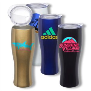 15 oz Stainless Steel Curved Tumbler w/ Press-In Plastic Lid