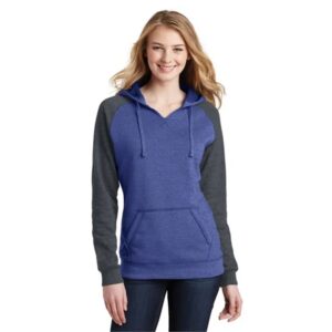 District Women's Lightweight Fleece Raglan Hoodie.