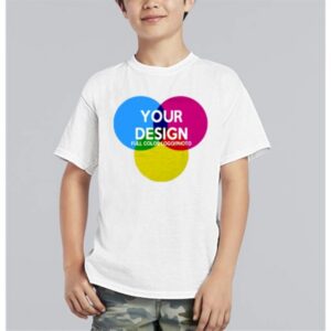 3-Piece Low Min Gildan 5.3 Oz. Full Color White Kids T Shirt