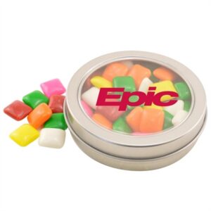 Round Metal Tin with Lid and Mini Chicklets