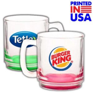 9 oz. Classic Glass Coffee Mug w/ Custom Logo Easy Grip Cups