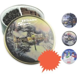 Warm Wishes Tin with Chocolate Covered Almonds and Cashews