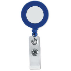 Round Retractable Badge Reel w/ Bulldog Clip on backing