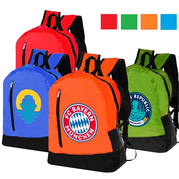 Promotional Adventure Backpack w/ Vertical Front Zip Pocket