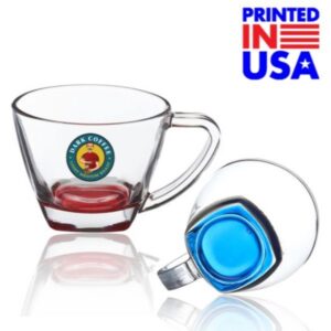 6 oz. Classis Glass Coffee Mugs w/ Custom Logo & Handle Cups
