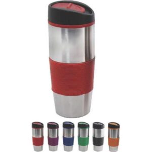 16 oz Insulated Tumbler with Colored Silicone Sleeve