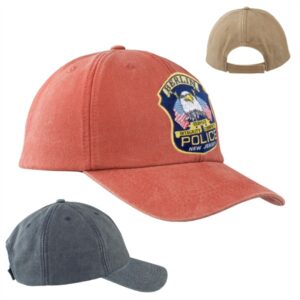 Washed Cotton Baseball Caps w/ Custom Embroidery Adjustable