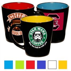 Two-Tone Ceramic Coffee Mugs 12 oz. Classic Latte Cup