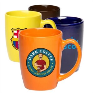12 oz Coffee Mugs w/ Custom Imprint Glossy Cup Curved Grip
