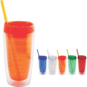 16 oz Double Wall Acrylic Tumbler with Straw