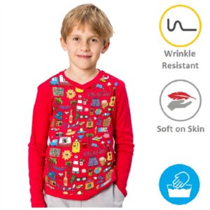 Long Sleeve Youth V-Neck T-Shirt w/ Dye-Sublimation