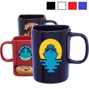 Glossy Ceramic Coffee Mug w/ Cookie Holder 7 oz. Mugs