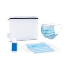 Single Use Face Masks (5 pack) and Hand Sanitizer Kit