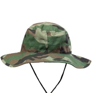 Foldable Cotton Bucket Hat with Camouflage and Draw Cord
