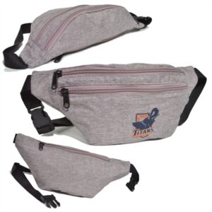 Waterproof 13"W x 6"H Heathered Fanny Packs w/ 3 Zippers