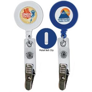 Round Retractable Badge Holder with Bulldog Clip